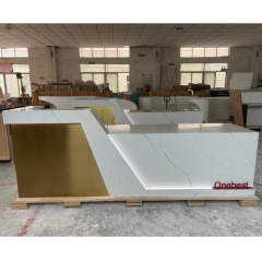 White and Gold Marble Salon Furniture Modern Polish Reception Desk