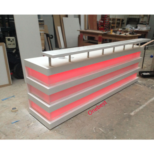 Rgb Backlit Bar Reception Desk Front Solid Surface Information Counter