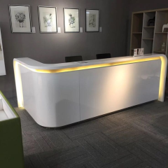 Nordic Style Office Furniture L Shape Lighted Reception Desk Chair