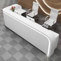Nordic Style Office Furniture L Shape Lighted Reception Desk Chair