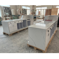 White and Gold Marble Salon Furniture Modern Polish Reception Desk