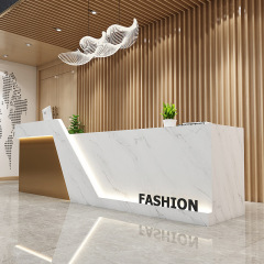 White and Gold Marble Salon Furniture Modern Polish Reception Desk