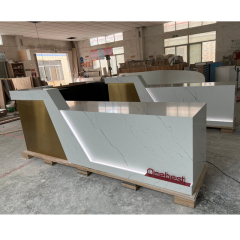 White and Gold Marble Salon Furniture Modern Polish Reception Desk