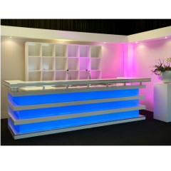 Rgb Backlit Bar Reception Desk Front Solid Surface Information Counter