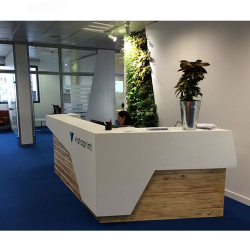 MDF and Laminate Reception Desk Body White Corian Countertop