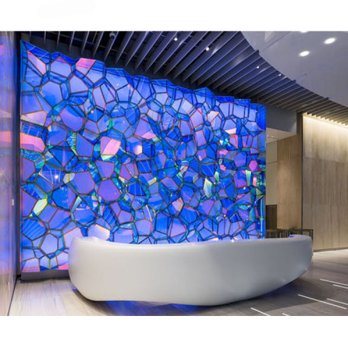 Piano Glossy Surface Reception Desk With Back Wall Decoration