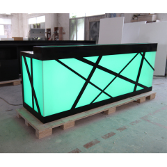 Black Corian Stone Reception Desks Backlit Nightclub Counter