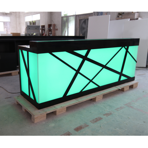 Black Corian Stone Reception Desks Backlit Nightclub Counter