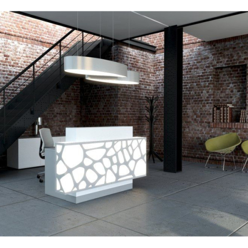 Small Size Acrylic Service Counter Led White Reception Desk