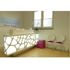 Small Size Acrylic Service Counter Led White Reception Desk
