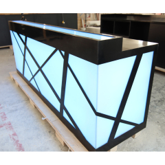 Black Corian Stone Reception Desks Backlit Nightclub Counter