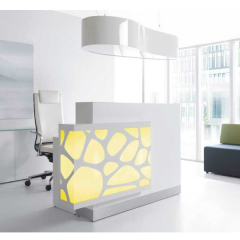 Small Size Acrylic Service Counter Led White Reception Desk