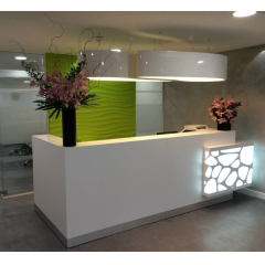 Small Size Acrylic Service Counter Led White Reception Desk