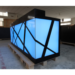 Black Corian Stone Reception Desks Backlit Nightclub Counter