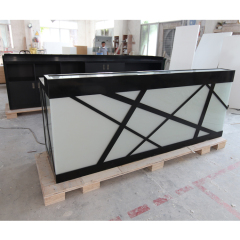 Black Corian Stone Reception Desks Backlit Nightclub Counter