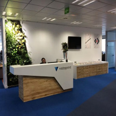 MDF and Laminate Reception Desk Body White Corian Countertop