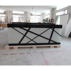 Black Corian Stone Reception Desks Backlit Nightclub Counter