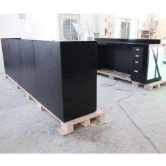 Black Corian Stone Reception Desks Backlit Nightclub Counter