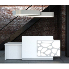 Small Size Acrylic Service Counter Led White Reception Desk