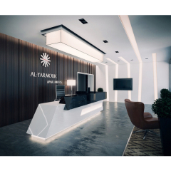 Latest Design White and Black Marble Office Reception Table LED