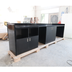Black Corian Stone Reception Desks Backlit Nightclub Counter