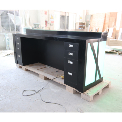 Black Corian Stone Reception Desks Backlit Nightclub Counter