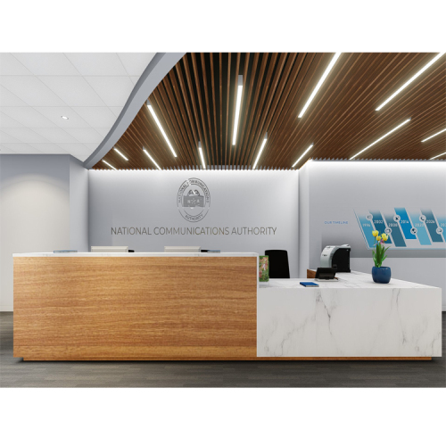 HPL Reception Desk Surface White Quartz Stone Office Front Desk