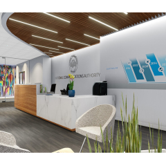 HPL Reception Desk Surface White Quartz Stone Office Front Desk