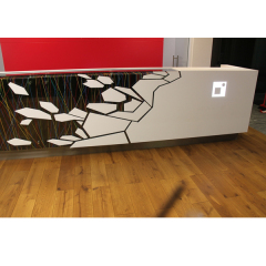 Corian Pattern Combined With Glass Backlit Reception Desk for Canteen