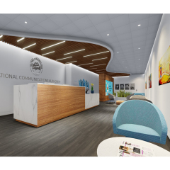 HPL Reception Desk Surface White Quartz Stone Office Front Desk