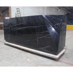 Black Corian Reception Desk Waterproof Salon Office Furniture