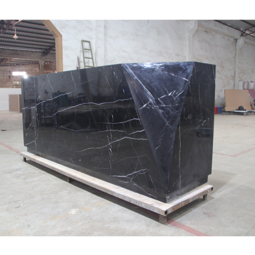 Black Corian Reception Desk Waterproof Salon Office Furniture