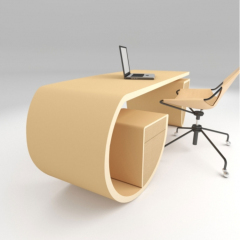 Light Yellow High Tech Executibe Office Desk Custom Made Office Table