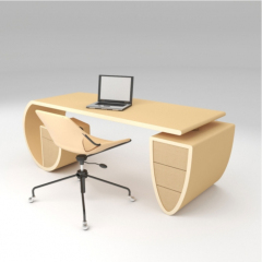 Light Yellow High Tech Executibe Office Desk Custom Made Office Table