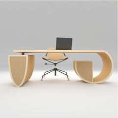 Light Yellow High Tech Executibe Office Desk Custom Made Office Table