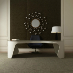Nordic Executive CEO President Office Table Design Glass Office Desk Top