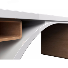 Walnut Wood Office Table Lamp White Modular Office Desk