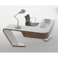L Shape Solid Wood Office Desk Corian Stone Office Table Design