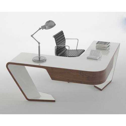 L Shape Solid Wood Office Desk Corian Stone Office Table Design