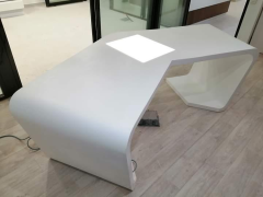L Shape Solid Wood Office Desk Corian Stone Office Table Design