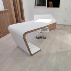L Shape Solid Wood Office Desk Corian Stone Office Table Design