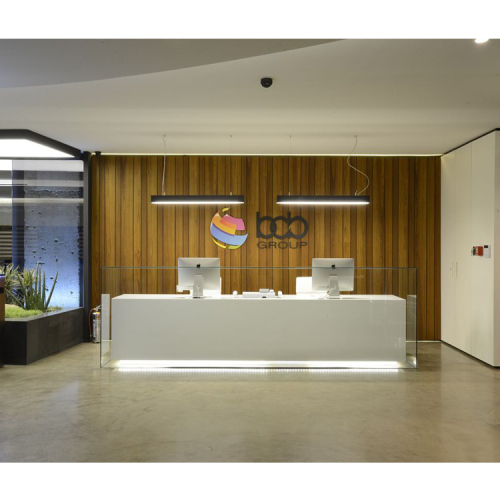 Glass Pattern White Marble Service Counter Led Reception Desk Suppliers