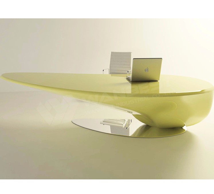 Oval Shape Small Office Furniture Office Desk Wood Panel