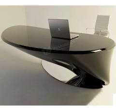 Oval Shape Small Office Furniture Office Desk Wood Panel