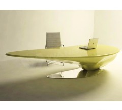 Oval Shape Small Office Furniture Office Desk Wood Panel