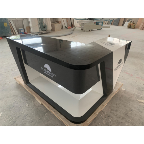 L Shape White Black Executive Office Desk with Custom Logo