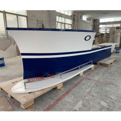 Corian Solid Surface White and Blue Boat Bar Counter for Restaurant Bars