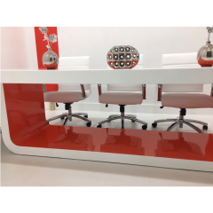 In Stock Design White and Orange Conference Table Office Furniture