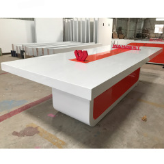 In Stock Design White and Orange Conference Table Office Furniture