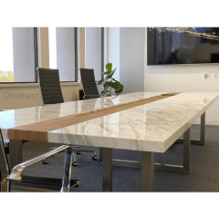 Natural Marble Office Furniture Meeting Training Desk Conference Table